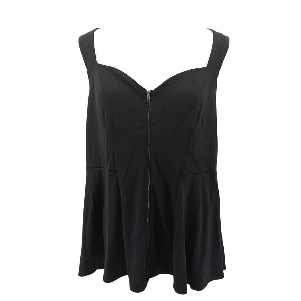 Torrid Black Peplum Tank Top Lace Back Zip Front Plus Size L